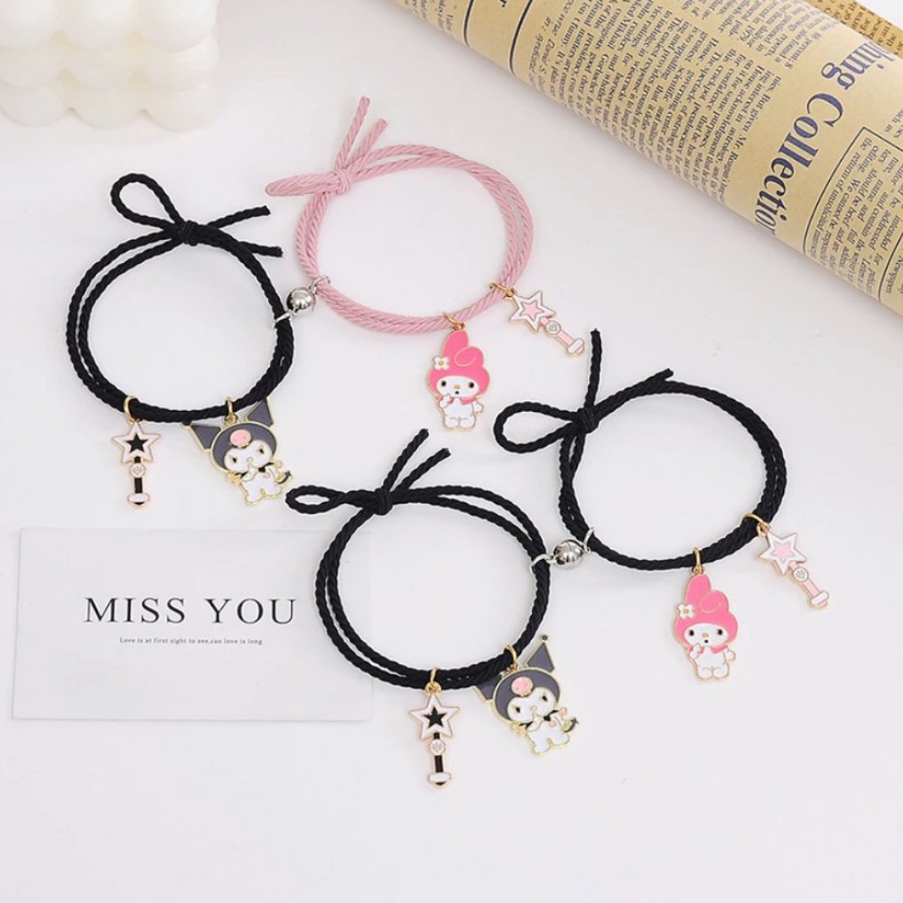 My Melody magnet couple bracelets - Black & Pink